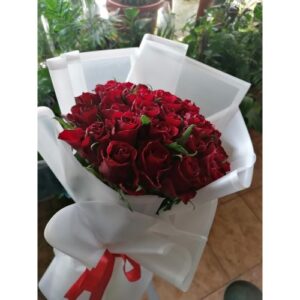 30 Pcs of red roses with white wrapping