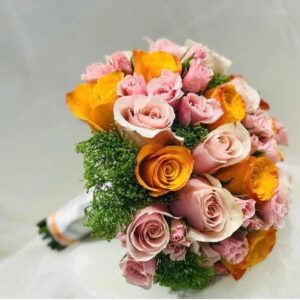 Orange rose and pink with mini rose pink