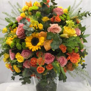 Mix flowers with glass